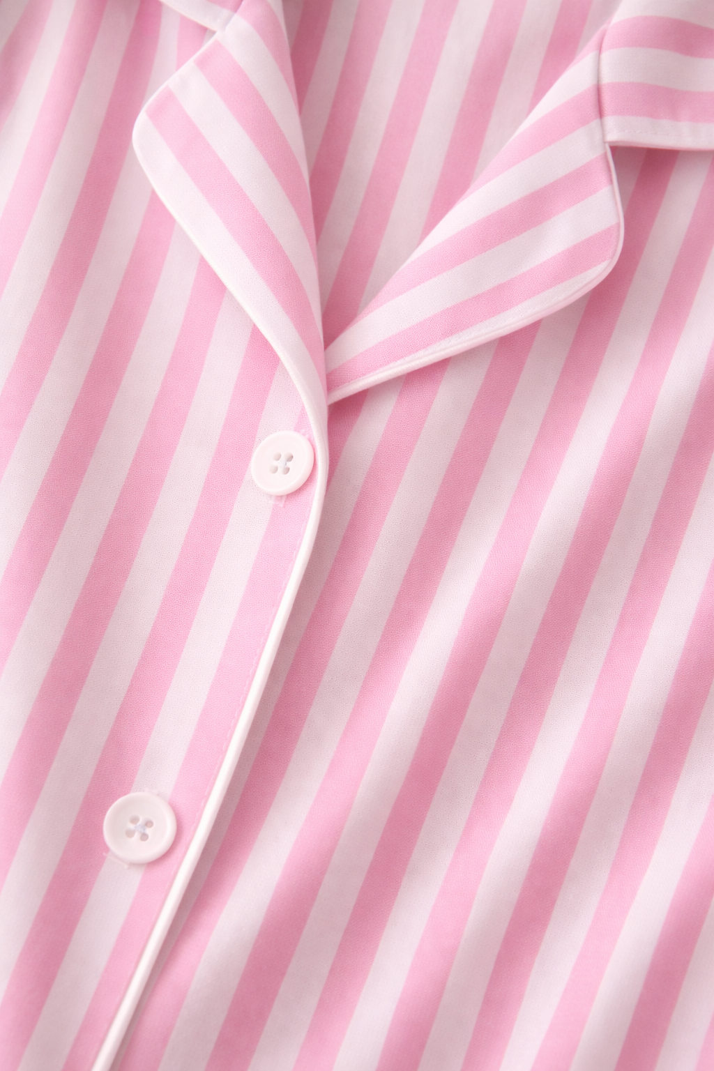 Kadın Pembe Çizgili Kısa Kol Gömlek Yaka Pijama Takımı