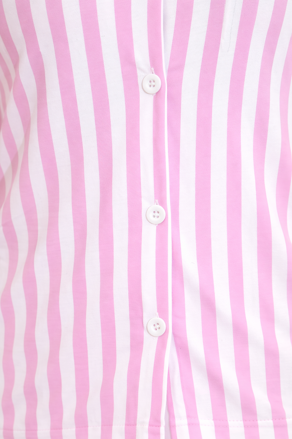 Kadın Pembe Çizgili Kısa Kol Gömlek Yaka Pijama Takımı