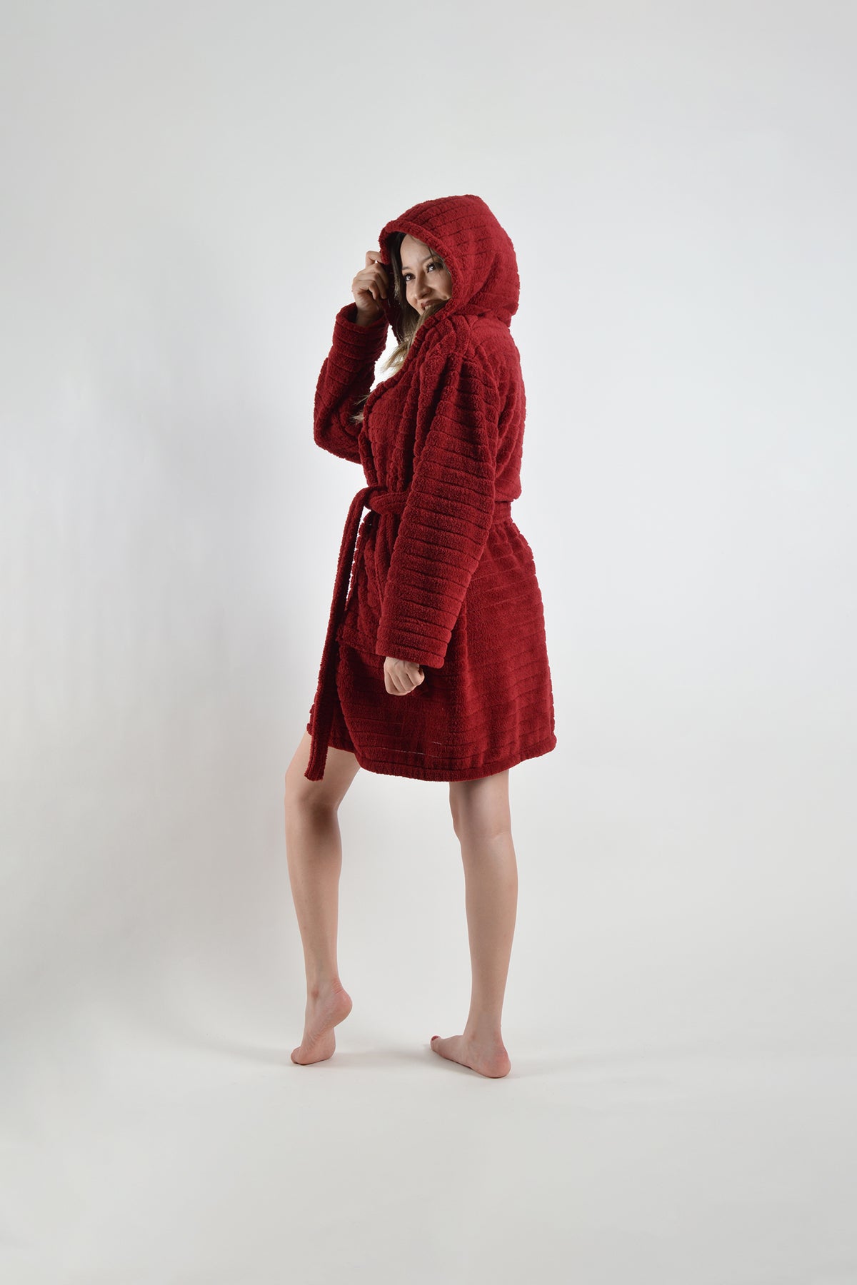 Kadın Bordo Soft Dream Kapüşonlu Sabahlık