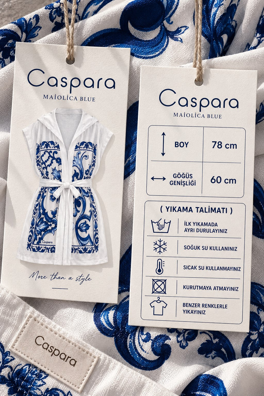 Caspara Maiolica Blue etiket ve ölçü bilgisi